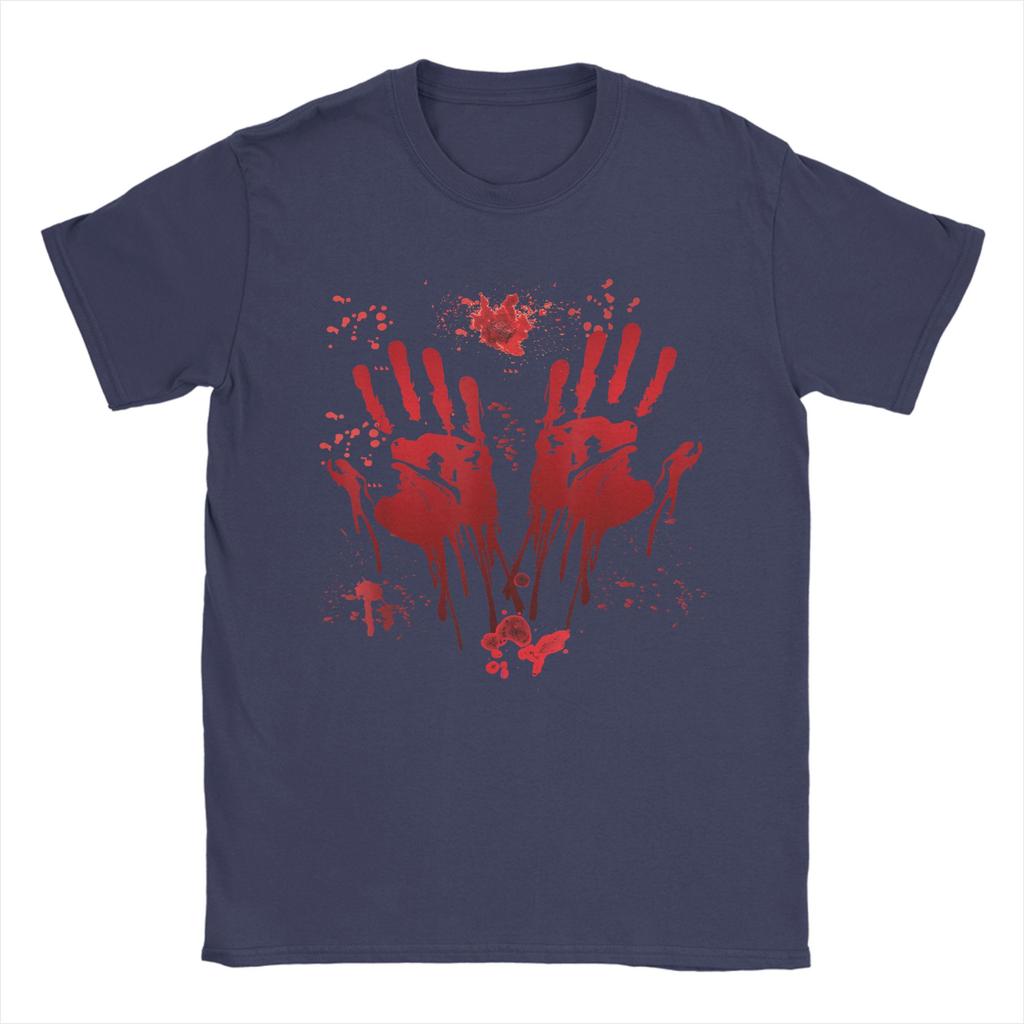 Men's Halloween Bloody Hands Blood Splash T Shirt Zombie Cotton merch Casual Short Sleeve O Neck Tee Shirt 4XL 5XL 6XL T-Shirts