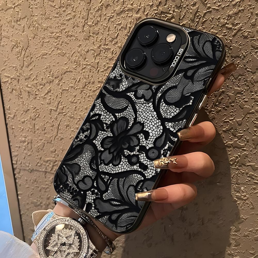 

Lace Style Cool Girl Phone Case For 17 Pro Max IPhone 16 Pro Max 15 14 Plus 12 13 X XS Max 11 Colorful Silver Cover iPhone 14 Pro Max