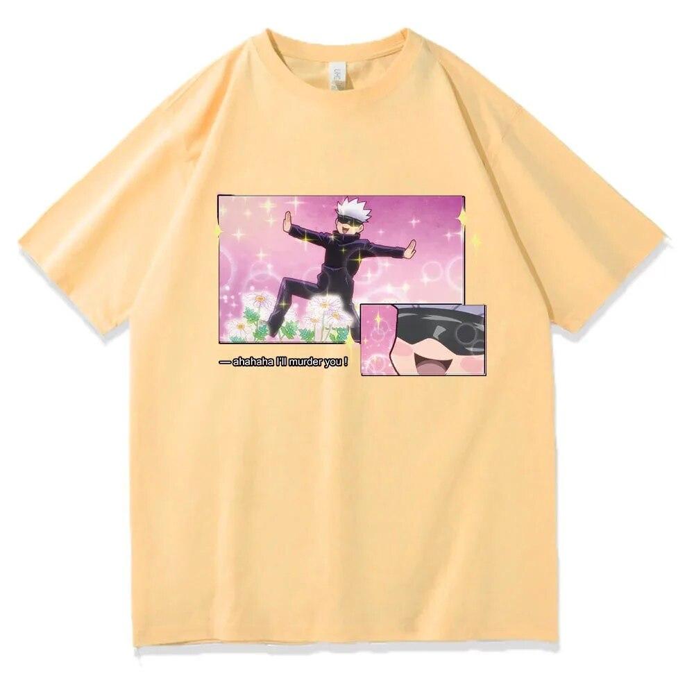 Anime Jujutsu Kaisen 100% T-Shirt Gojo Satoru Unisex Women Clothes Graphic Print Tops Big Size Tees Camiseta Summer Women T Shirt Unisex