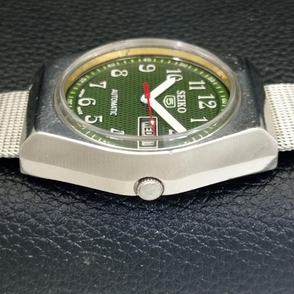 JAPAN VINTAGE SEIKO 5 AUTOMATIC 6309A MENS GREEN COLOR DIAL WATCH A500845-5