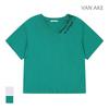 VANAKE V-Neck Lettering Short Sleeve T-Shirt_Vb39Tsq307Z