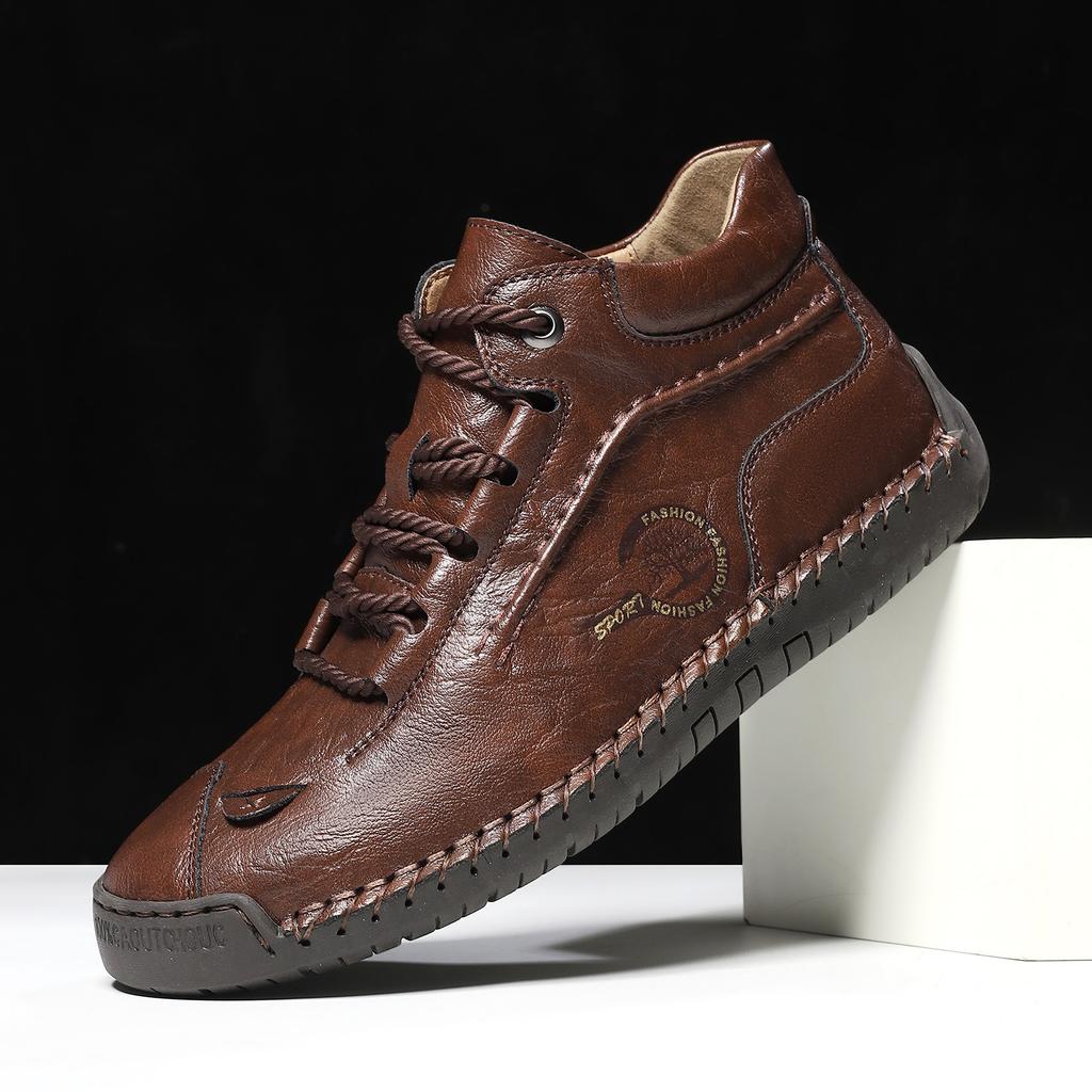 Duże męskie buty buty casualowe na zewnątrz płaska podeszwa ręcznie szyte buty zamek błyskawiczny buty typu Martens krótkie kozaki