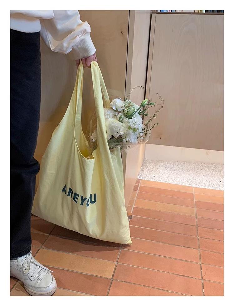 2024 Women's Large Capacity Letter Print Shoulder Bag - Trendy, Versatile, and Fresh Cloth Shopping Bag