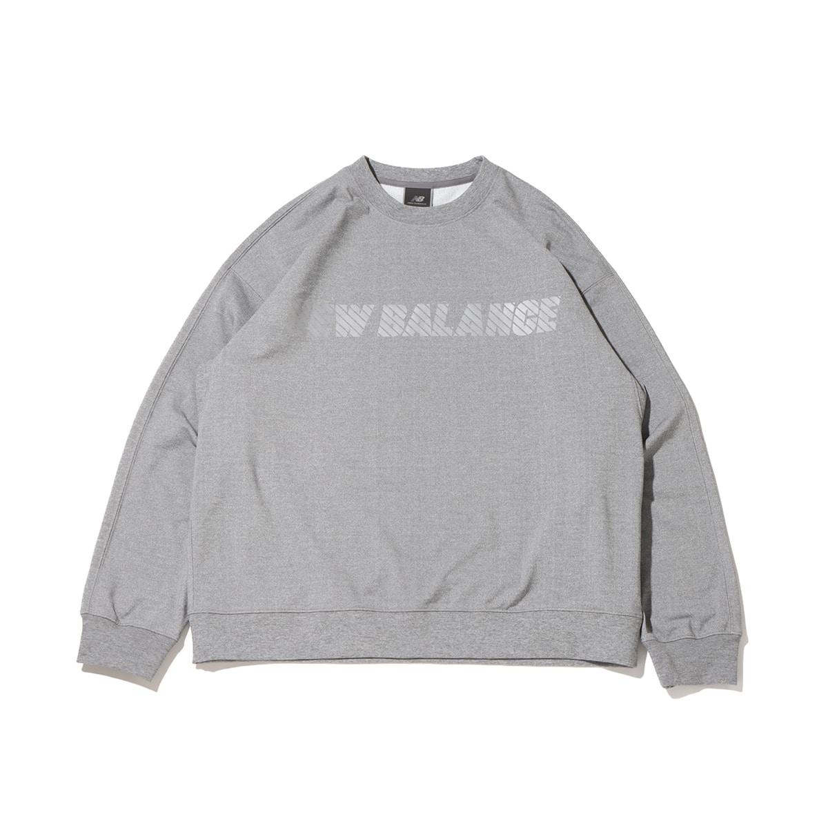 New Balance Sweatshirts Men s Gray Crew Neck Moderate Regular AMT35092-AG L