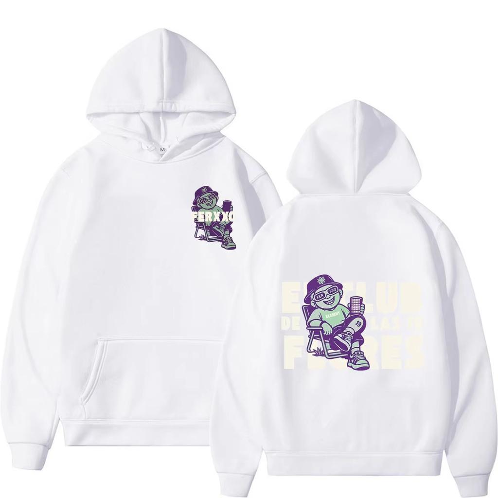 Rapper Feid Ferxxo El Club De Las 19 Flores 2026 Print Hoodie, Unisex Fashion Vintage Pullover, Casual Goth Punk Sweatshirt