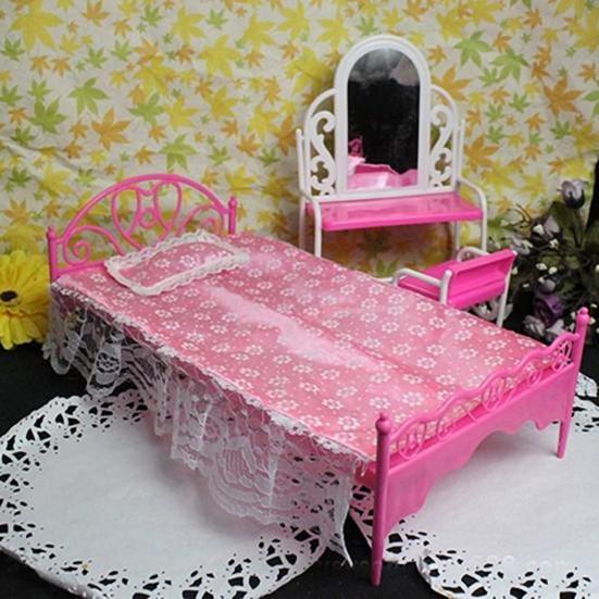 Dollhouse Display Model Mini Delicate Plastic Exquisite Furniture Model Single Bed for Kids
