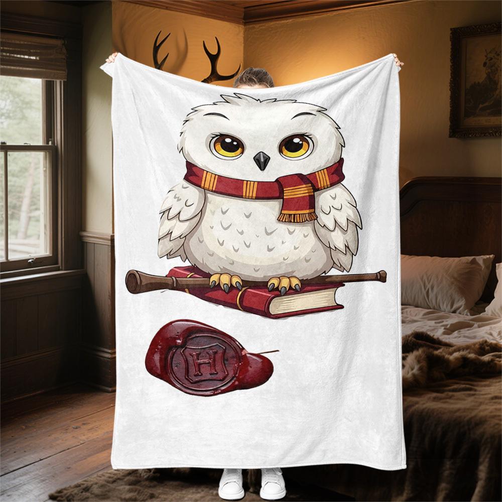 1pc Hogwarts Owl Delivery Outdoor Flannel Throw Blanket All Season Soft Warmth,Home Decor 1031187