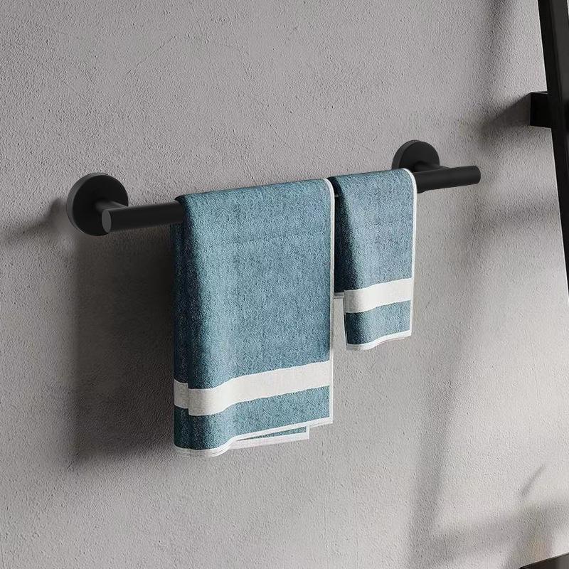 No-Drill Stainless Steel Bathroom Towel Rack - Single Bar with Storage