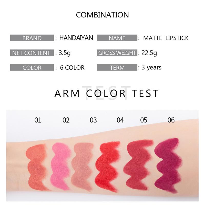 Rossetto antiaderente per labbra sexy in velluto opaco lucidalabbra 6 pezzi/set
