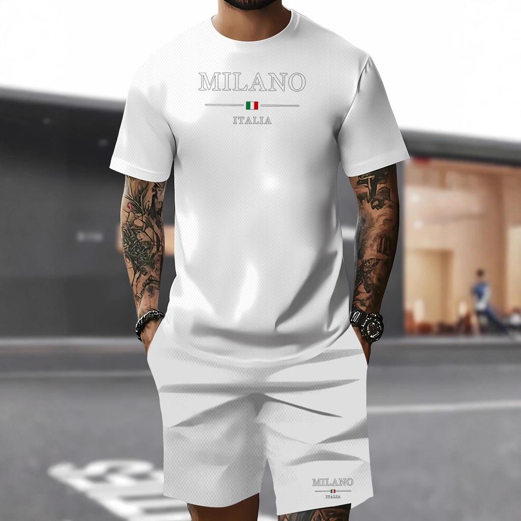 New Men's Summer Casual Mesh T-shirt & Shorts Set