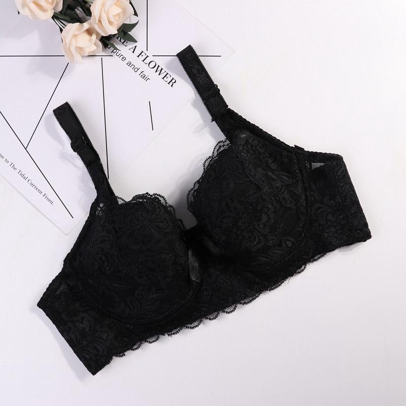 Grande Taille 75B-100C Femmes Broderie Soutien-gorge Anti-affaissement Soutien-gorge Rassemblant Armatures Respirant Réglable Soutien-gorge Push-up