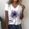 Women's T-shirt Summer Women's Short V-neck T-shirt Women's White Fashion Ladies T-shirt Tops