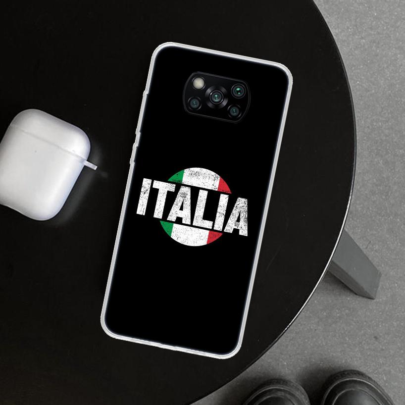Italy Flag Phone Case Cover for Xiaomi Poco X6 X5 X7 Pro F7 Ultra Redmi 15C 15 13C 13 12C 12 10C 10 10A 9C 9A 9T 9 Coque Poco X6