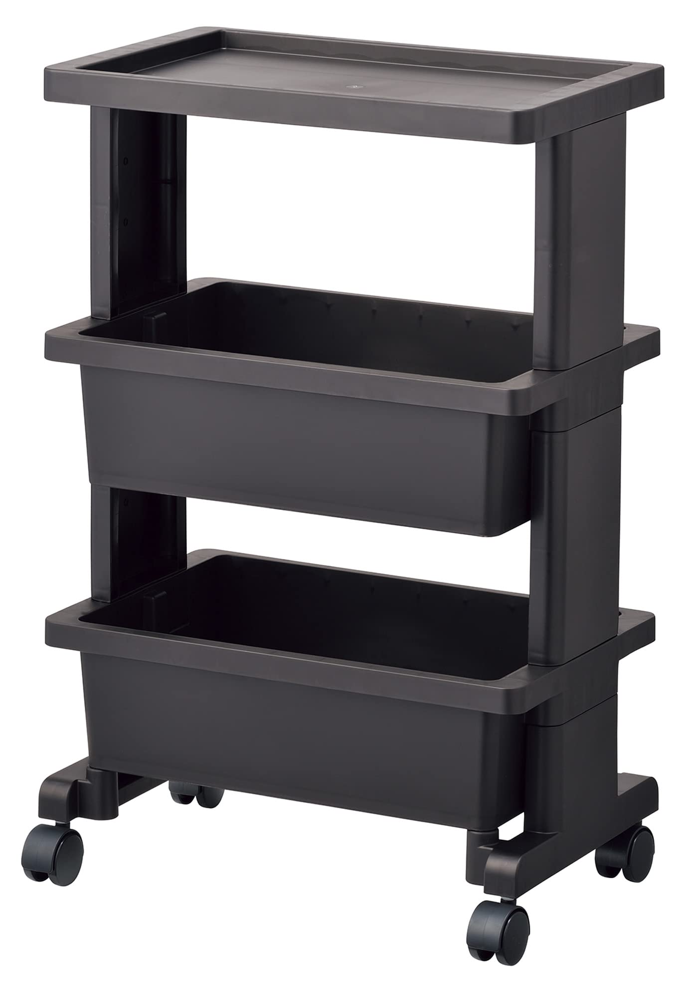 JEJ Astage Lycee Mini Table Wagon Made in Japan Assembly Required 3 Tiers with Casters Black 40cm W x 25cm D x 625cm H 5860₽
