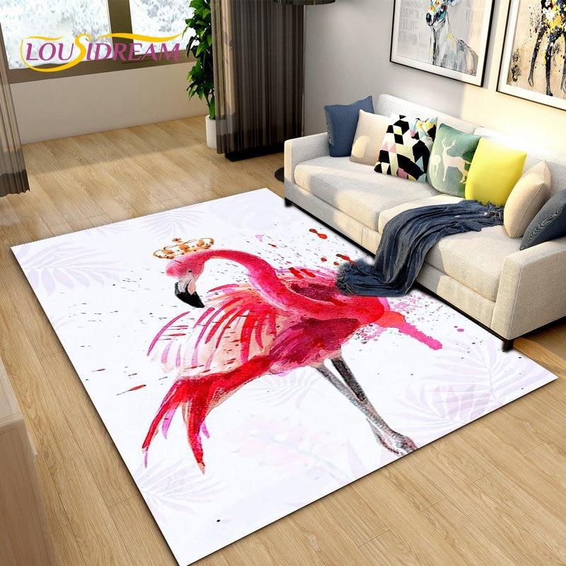 Tapete criativo nórdico 3D Flamingo Bird Area, tapete para sala de estar, quarto, sofá, cozinha, banheiro, capacho, tapete antiderrapante