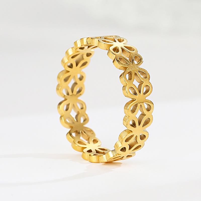 18k Gold Plated Ring Moissanite Engagement Wedding Band Stainless Steel Fade Resistant Trendy Jewelry