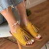 Women's Ladies Fashion Casual Flat Fringe Shoes Slippers Peep Toe Sandals
