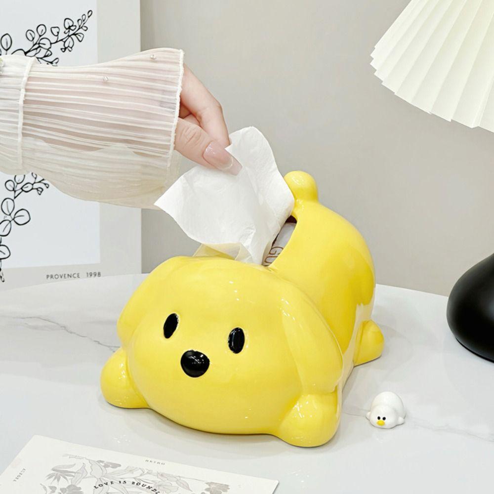 Cute Dog Tissue Box Ceramic Toilet Paper Box Animal Shape Napkin Holder  Bedside