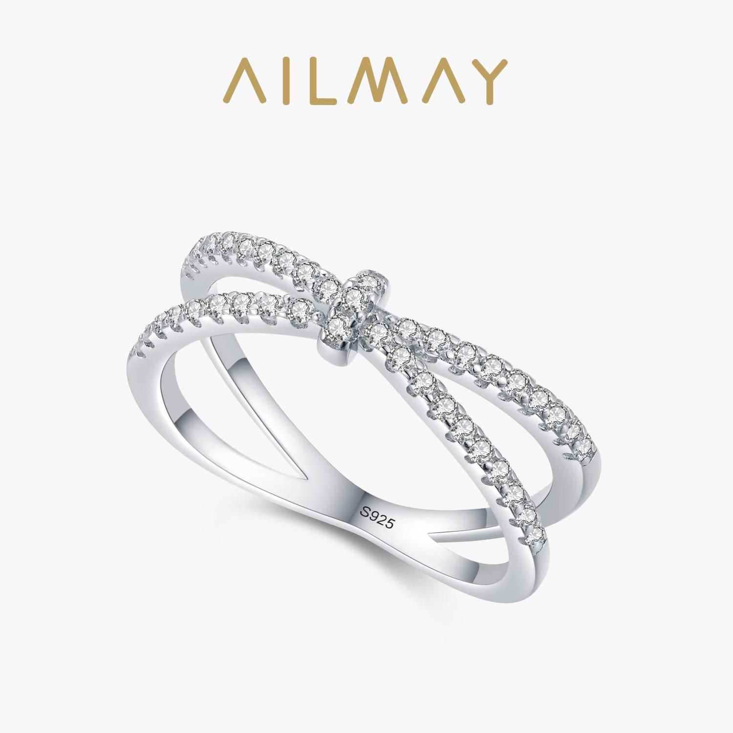 

Ailmay 100% 925 Silver Classic Dazzling Staggered Line CZ Finger Ring For Women Luxury Wedding Engagement Fine Jewelry 7