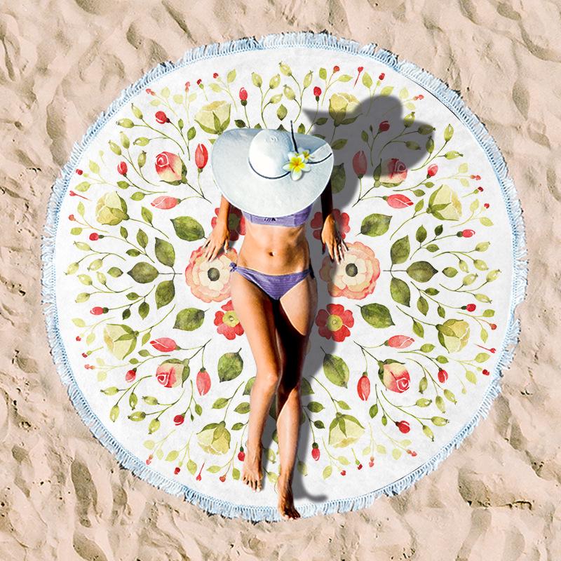 Serviette de Plage Ronde en Fibre Ultra-Fine pour Adultes - Personnalisable, Serviette de Sport et de Bain Absorbante
