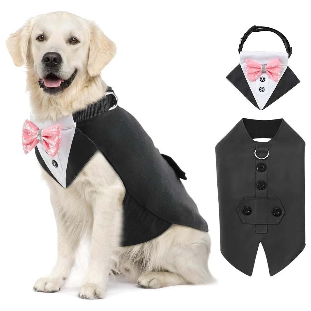 Dog Formal Wear Pet Tuxedo Outfit with Matching Collar Premium Party Costume Ready Stock Premium Pet Clothes (Gray,S) серый