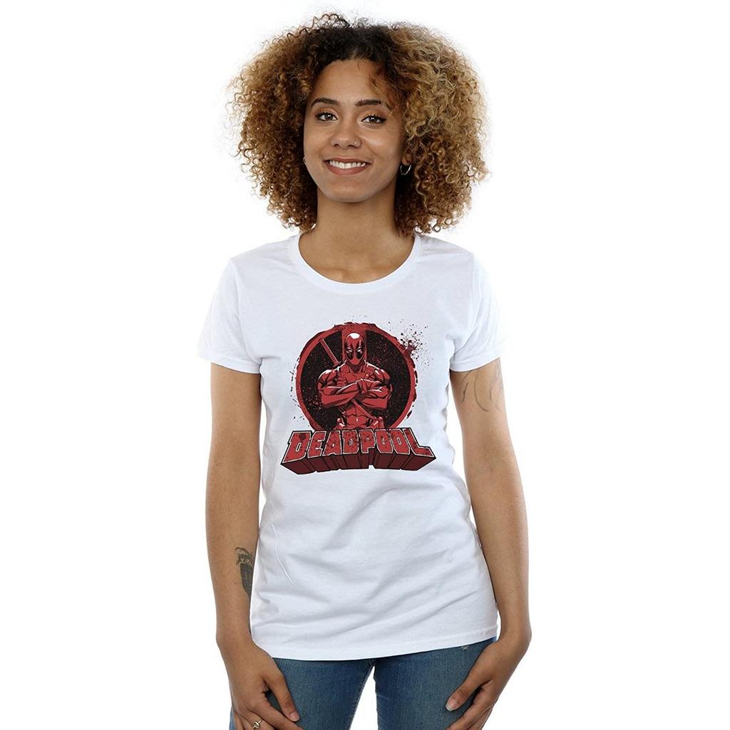 Deadpool Womens/Ladies Arms Crossed Logo Cotton T-Shirt