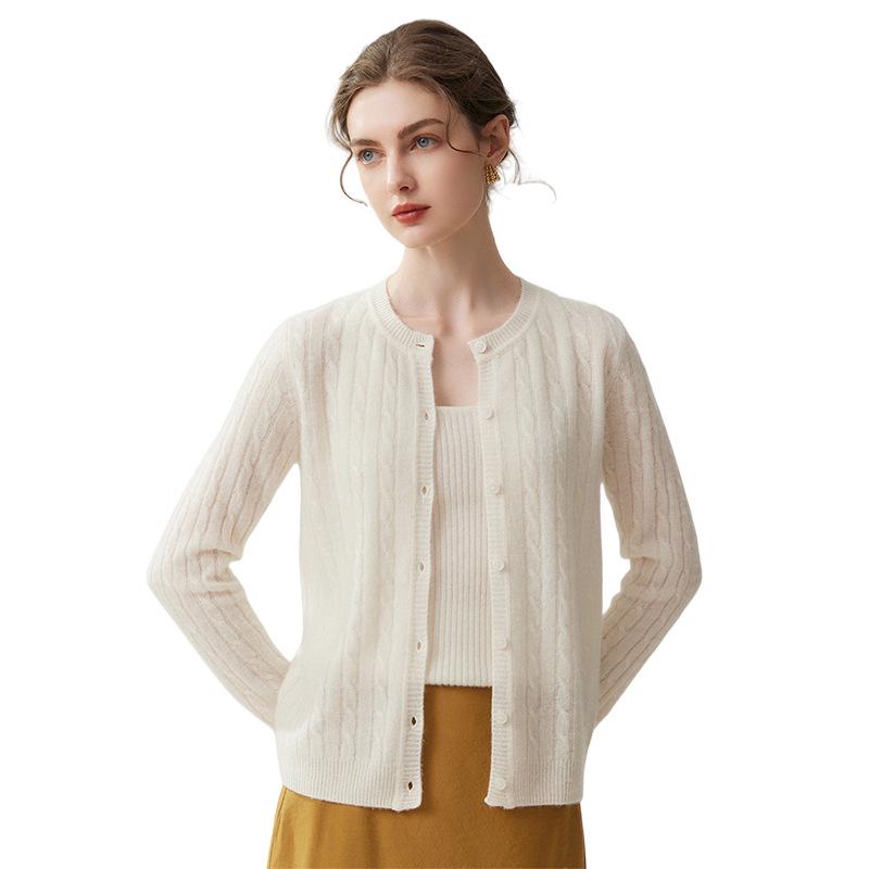 Lekasha Women's 100% Pure Cashmere Seven-Gauge Cardigan: Loose, Fashionable, Versatile Sweater Coat