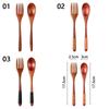 Kitchen Handmade Cloth Bag Portable Spoon Fork Wooden Natural Cutlery Set Tea Scoops