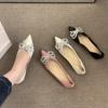 Fashion Flat Shoes for Women 2025 Spring and Autumn Diamond Butterfly New Pointed Shallow Mouth Plus Size Women's Shoes Ladies