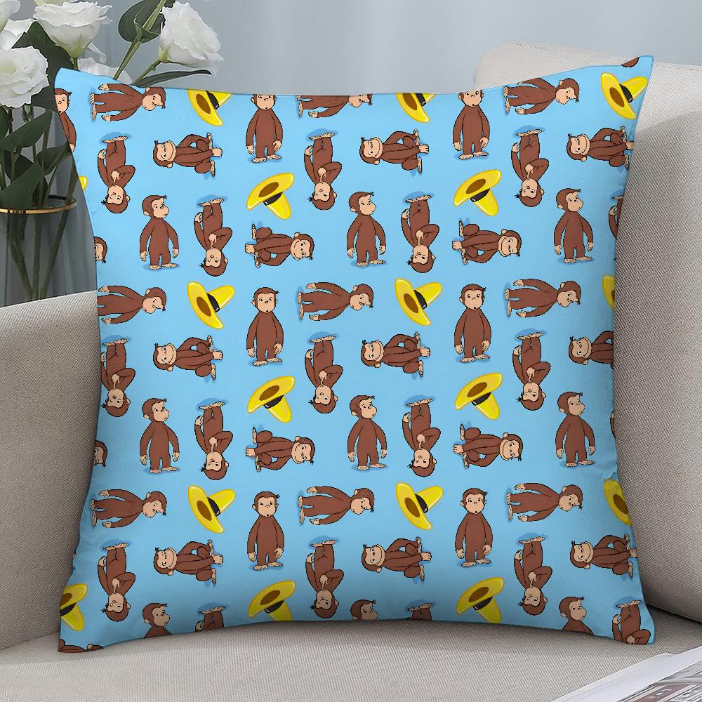 George The Curious Monkey Pillow Case Short Plush Sofa Decorative Gift Home Double-sided Printing Cushion