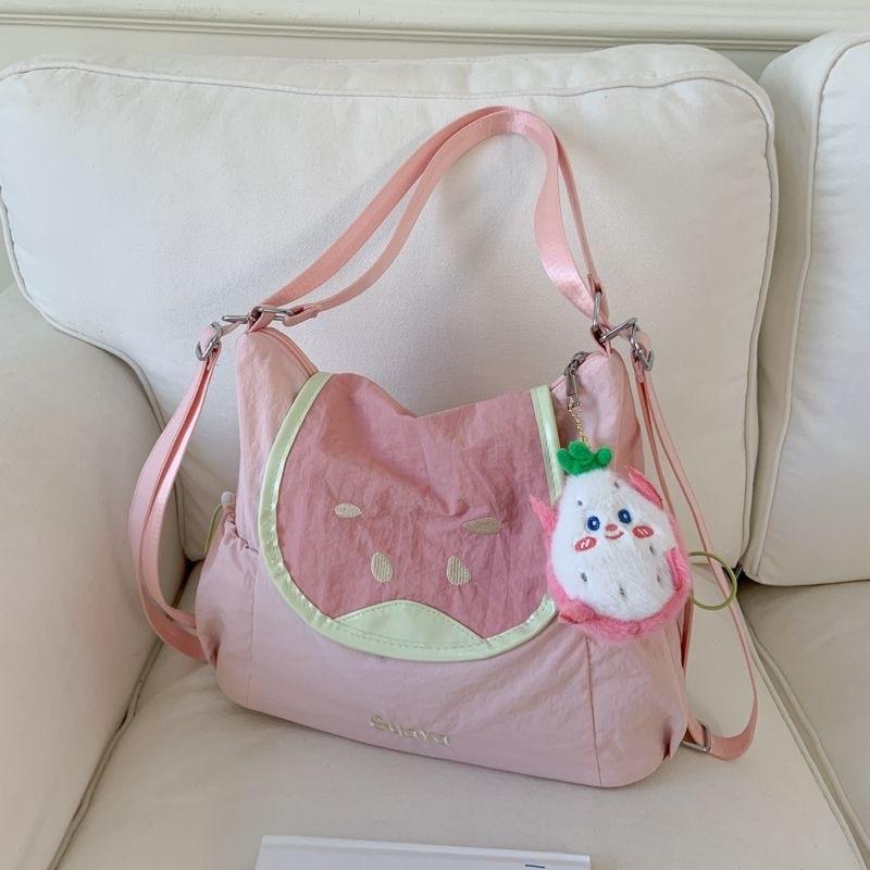 

Capacity Fruit Small Design Backpack With Padded Straps For School Leisure And PinkPendant