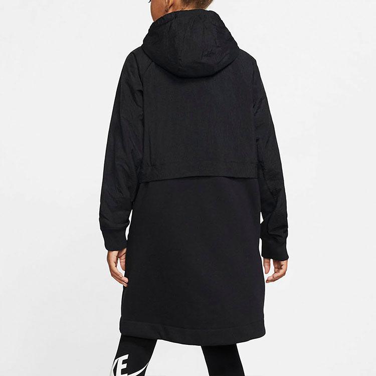 Nike Sportovní bunda střední délky s kapucí a fleecovou podšívkou Dětské svrchní oblečení Černá BV3058-010