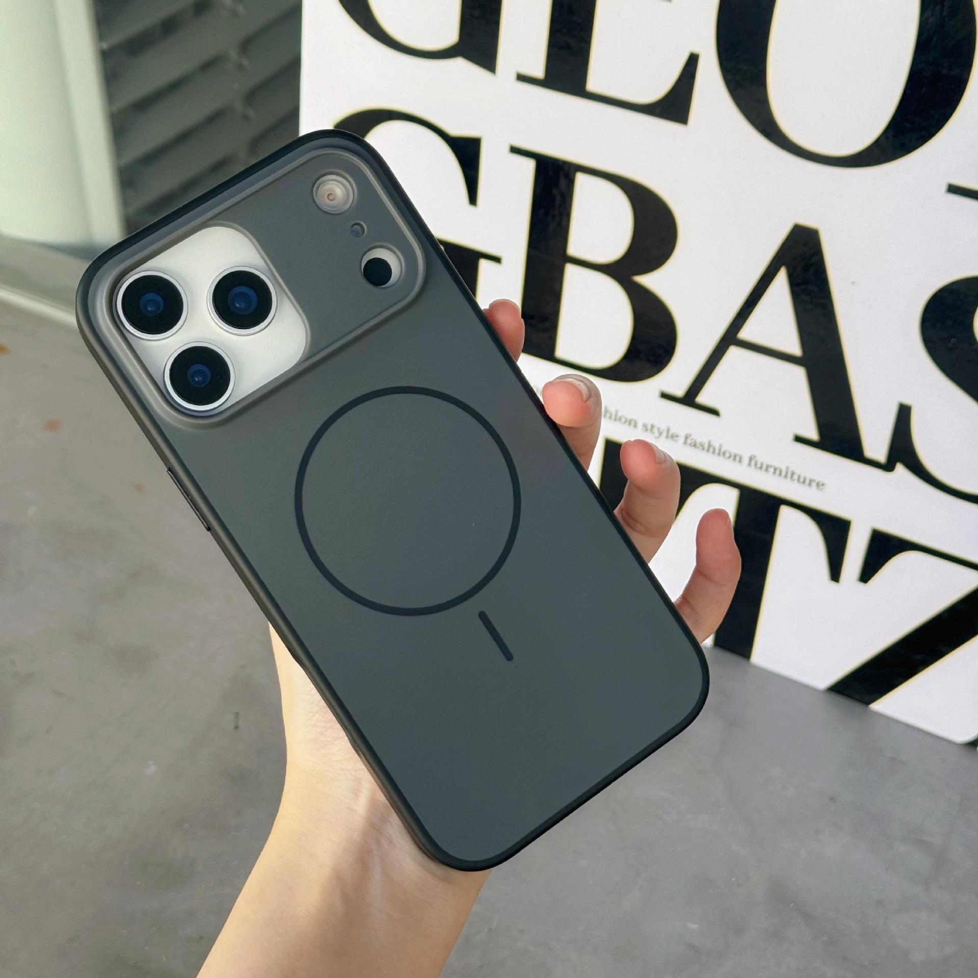 

iPhone 17 Slim Magnetic Ring Case Frosted Skin-Feel Color Block 16 Pro Max Drop-Proof Protective Cover 17 Air