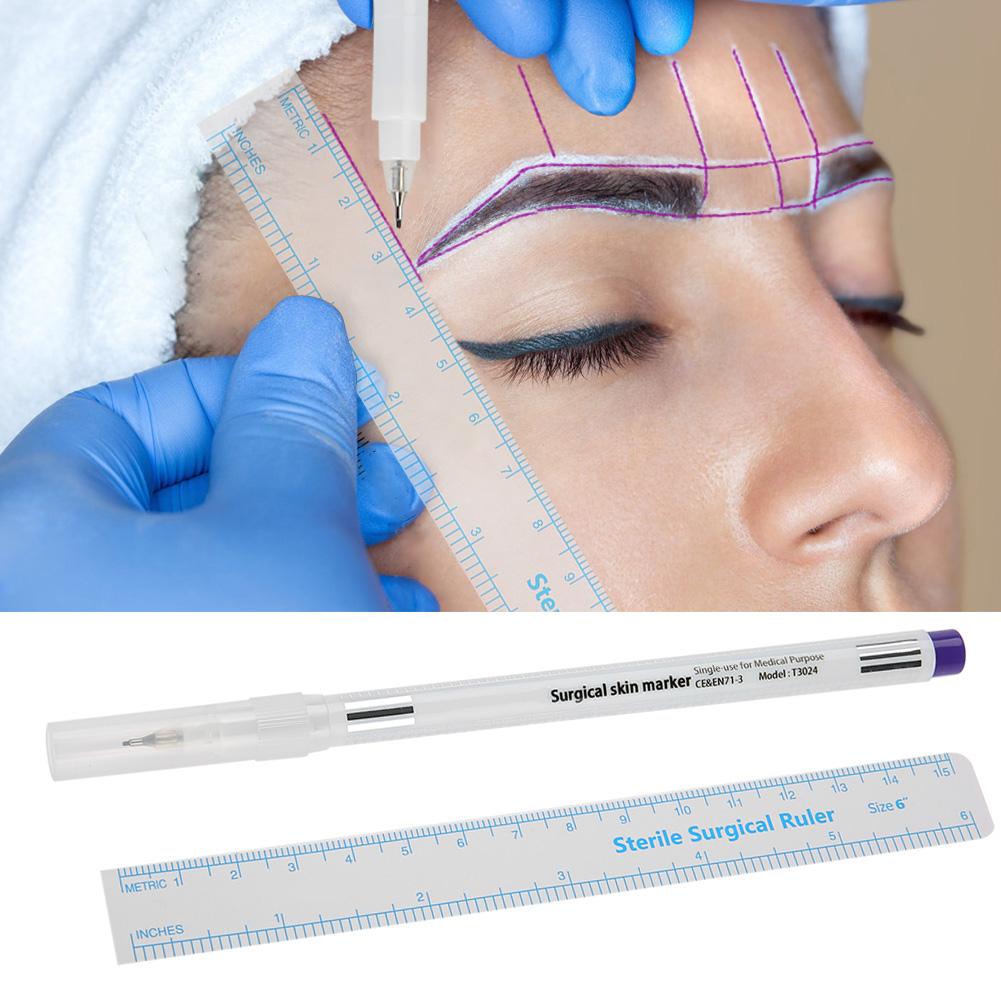 Stilizator Medical Chirurgical Sterilizat pentru Tatuaj Sprâncene cu Instrument de Măsurare cu Riglă