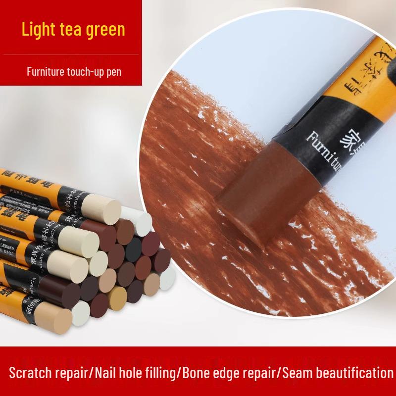 

Комплект для ремонта деревянной мебели: Карандаш для подкраски, Ремонтный карандаш, Заполнитель царапин и Паста для краски