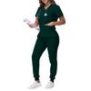 Women's Loose And Comfortable V-neck Short Sleeved Workwear With Tie Up Top And Waist Cinching Beauty Suit Set