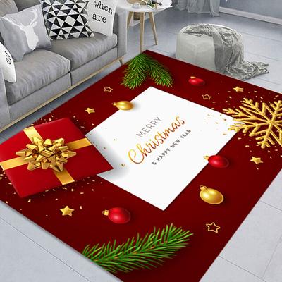 Christmas Print Decorative Floor Mat Living Room Bedroom Sofa Bedside Blanket  Year Corridor Floor Antifouling Door Mat