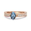 London Blue Topaz Tapered Five- 925Stone Ring - 925 Sterling Silver Rose Gold Vermeil