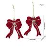 2PCS Wine Red Color Christmas Ornament Flocked Surface Xmas Decor Hanging Pendant  Holiday Party