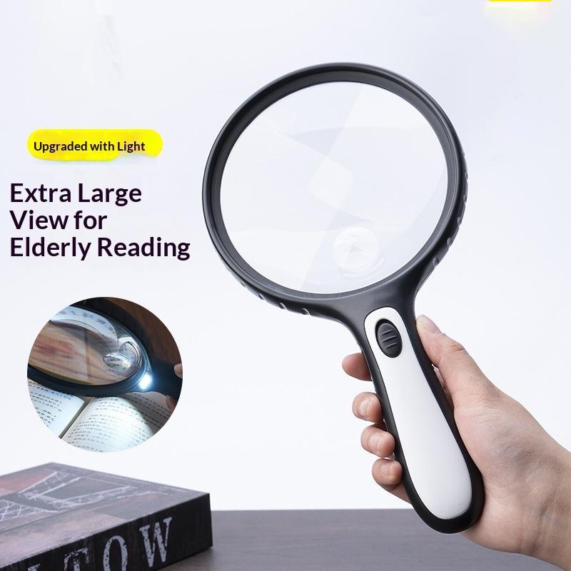 Large Lens Illuminated Handheld Magnifying Glass High Brightness Light Durable ABS Frame Reading Aid for Elderly Gift Option