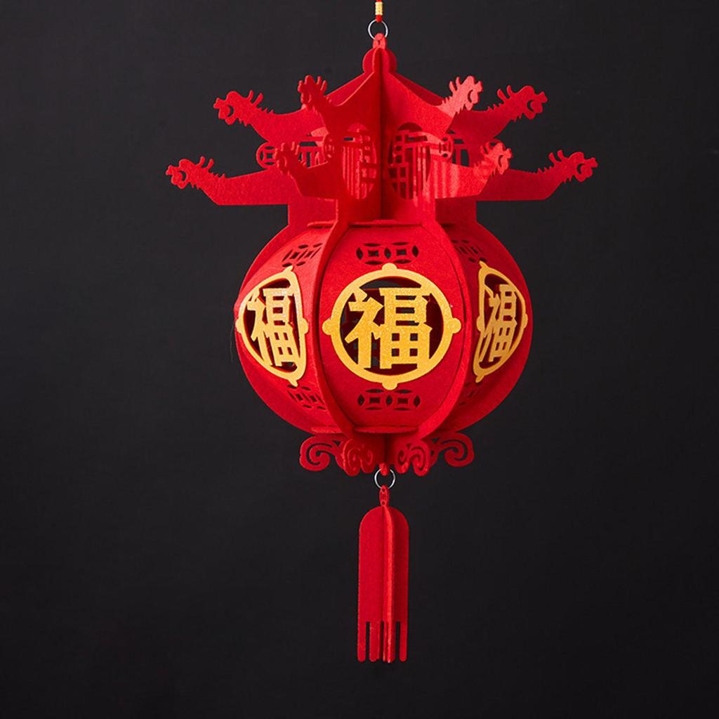 Chinese New Year Hanging Lantern Decoration Fu 3D Oriental Classic Elements Spring Festival Decor for Restaurant Home Decor