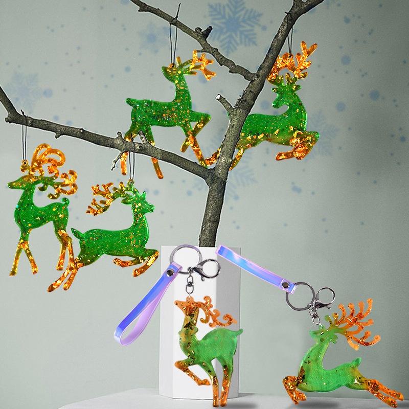 Epoxidharz Unregelmäßige Schmuckherstellungswerkzeuge Ohrringe Harzform Weihnachten Elch Schlüsselanhänger Anhänger Silikonform Weihnachtsbaum Ornament
