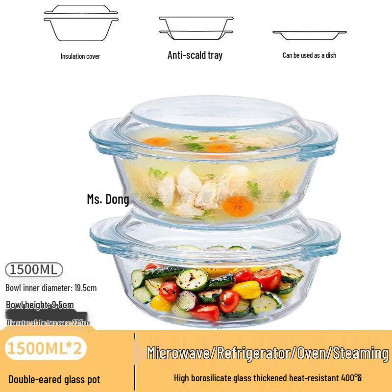

Microwave-Safe Glass Bowl with Lid