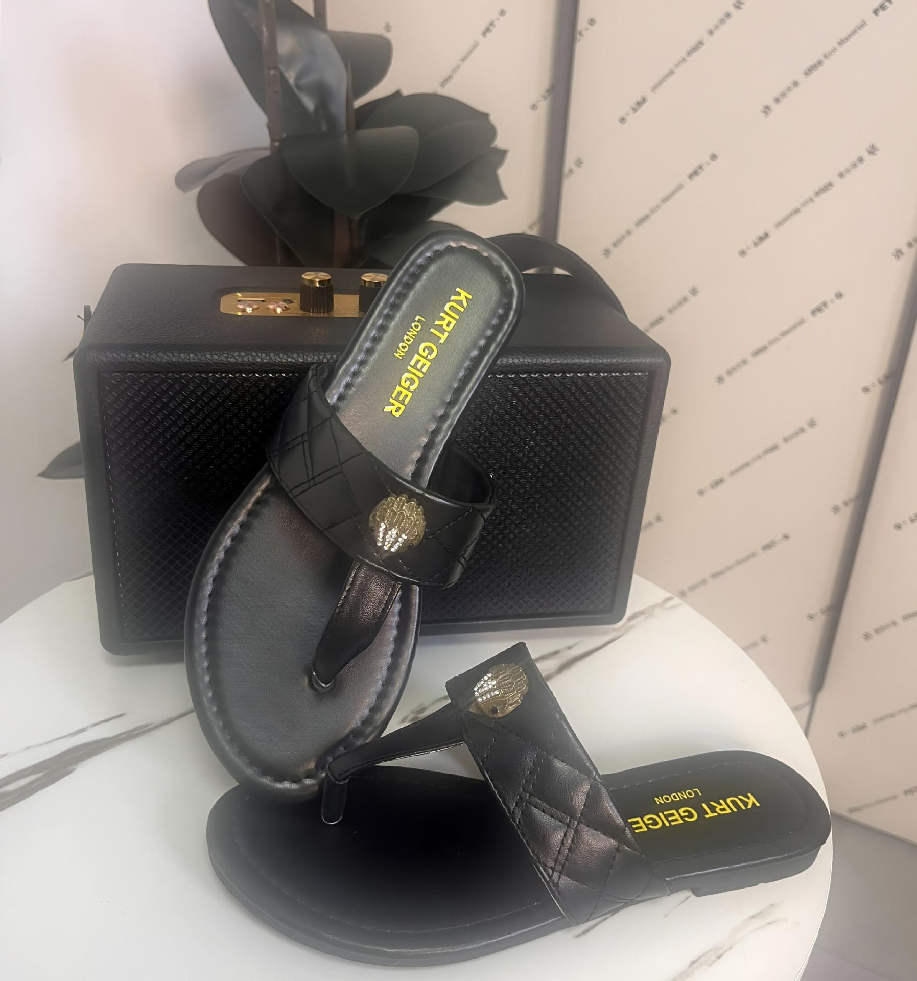 

South East Asia Fashion European and American Hardware Diamond Jewelry Women Sandals Spot Eagle Head Flip-flops Sandals 43 чёрный