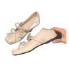 Height Increase 4cm~ Bow Square Head Versatile Light Mouth Mary Jane Single Shoes Women's Spring and Summer Ballet Shoes Streamer Fairy