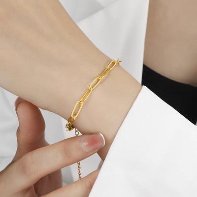 Minimalist 18K Gold-Plated Titanium Steel Bracelet - Japanese & Korean Style for Women