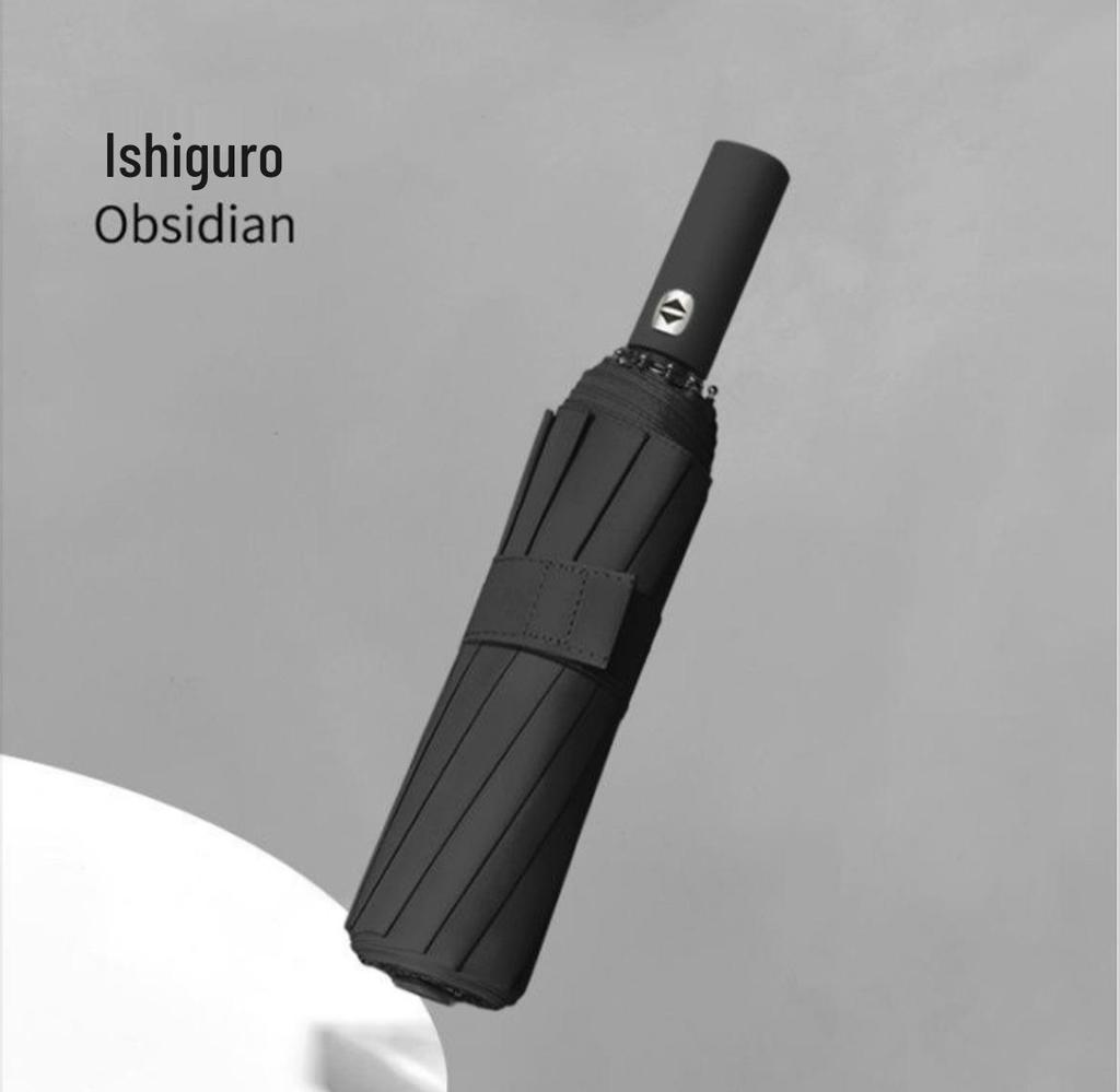 Fully Automatic Windproof Three-Fold Umbrella with Reinforced Structure and Black Sun Protection Coating, Customizable Logo Available.