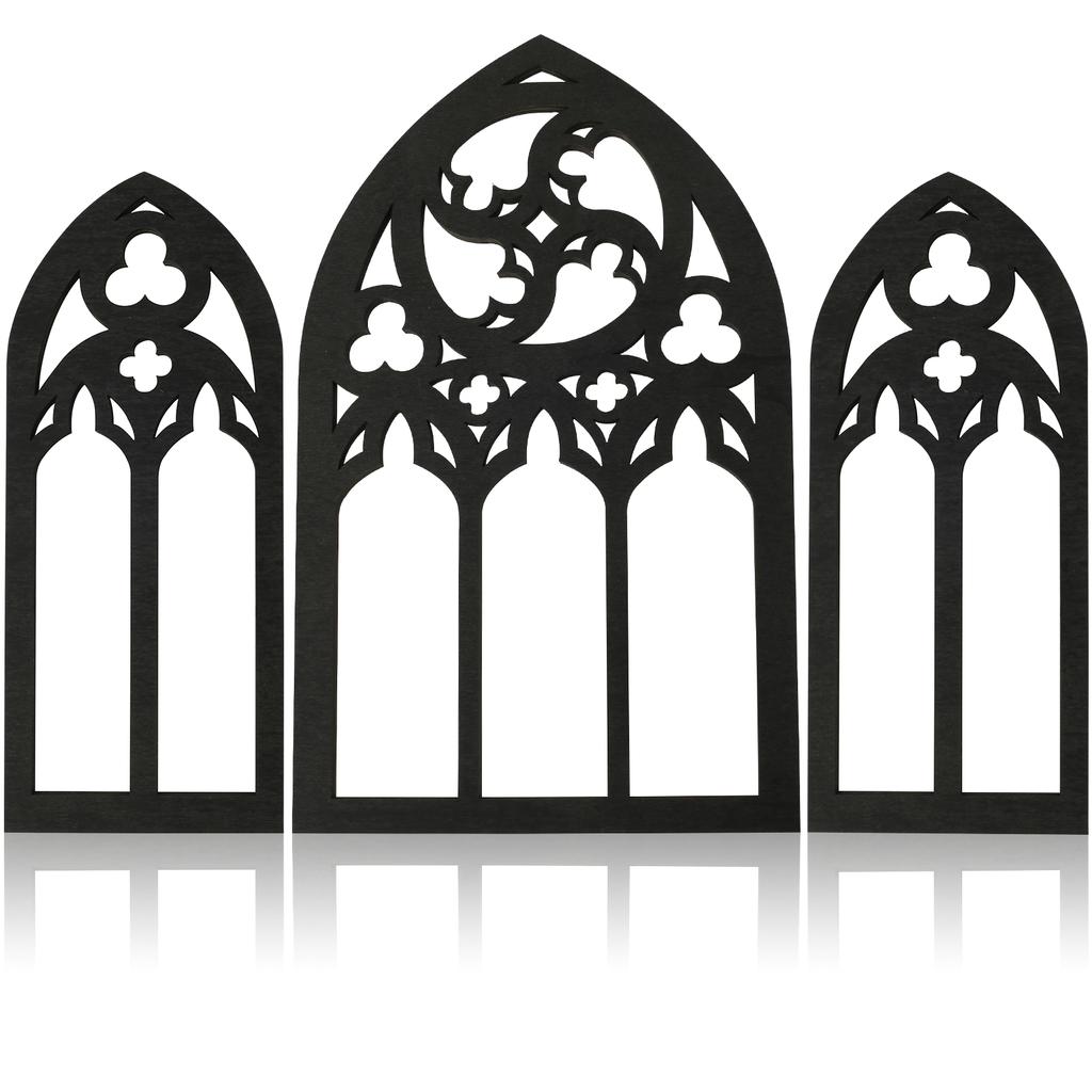 3Pcs Arched Window Wall Mirror Set Gothic Wall Mirror Decor Cathedral Arched Mirror Decor Self-Adhesive Arched Wall Mirror
