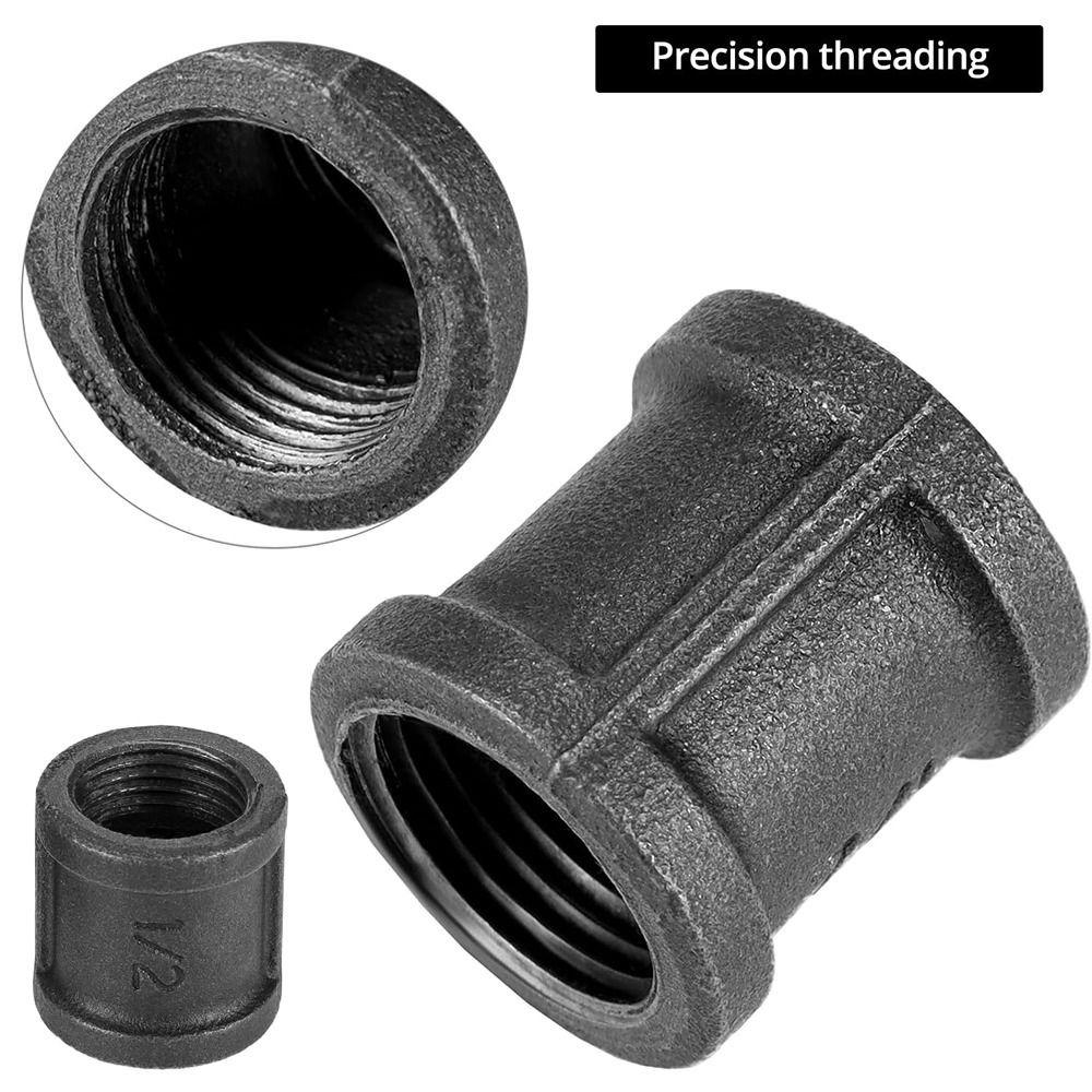 New Black Pipe Fittings Malleable Iron Elbow Pipe Connection 1/2'' 3/4'' 1'' Threaded Decor Furniture