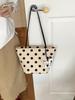 2026 Polka Dot One-Shoulder Women's Canvas Handbag - Large Capacity, French Retro Hong Kong Style, Versatile Everyday Bag